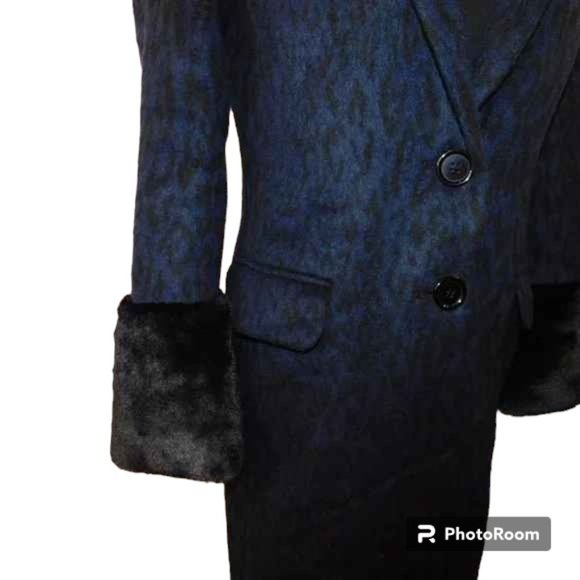 Helene Berman London Navy 'Future College' Notch Collar Lined Buttoned Coat - Picture 4 of 16